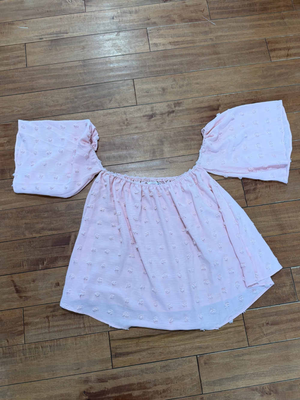 Women's Off-Shoulder Pink Pom-Pom Tunic Top - Picture 6 of 7